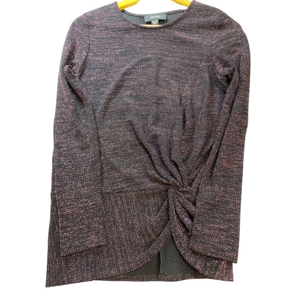 Karen Kane Black Pink Metallic Shimmer Blouse Medium Stretch Evening Top USA - Picture 9 of 9